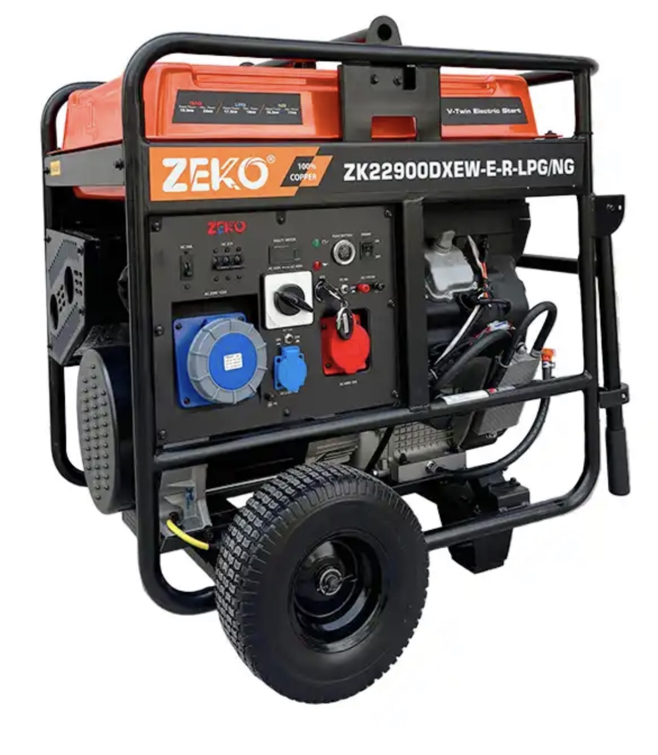 موتور برق سه گانه سوز زیکو مدل ZK22900DXEW-E-R-LPG/NG توان 22 کاوا ریموت استارت