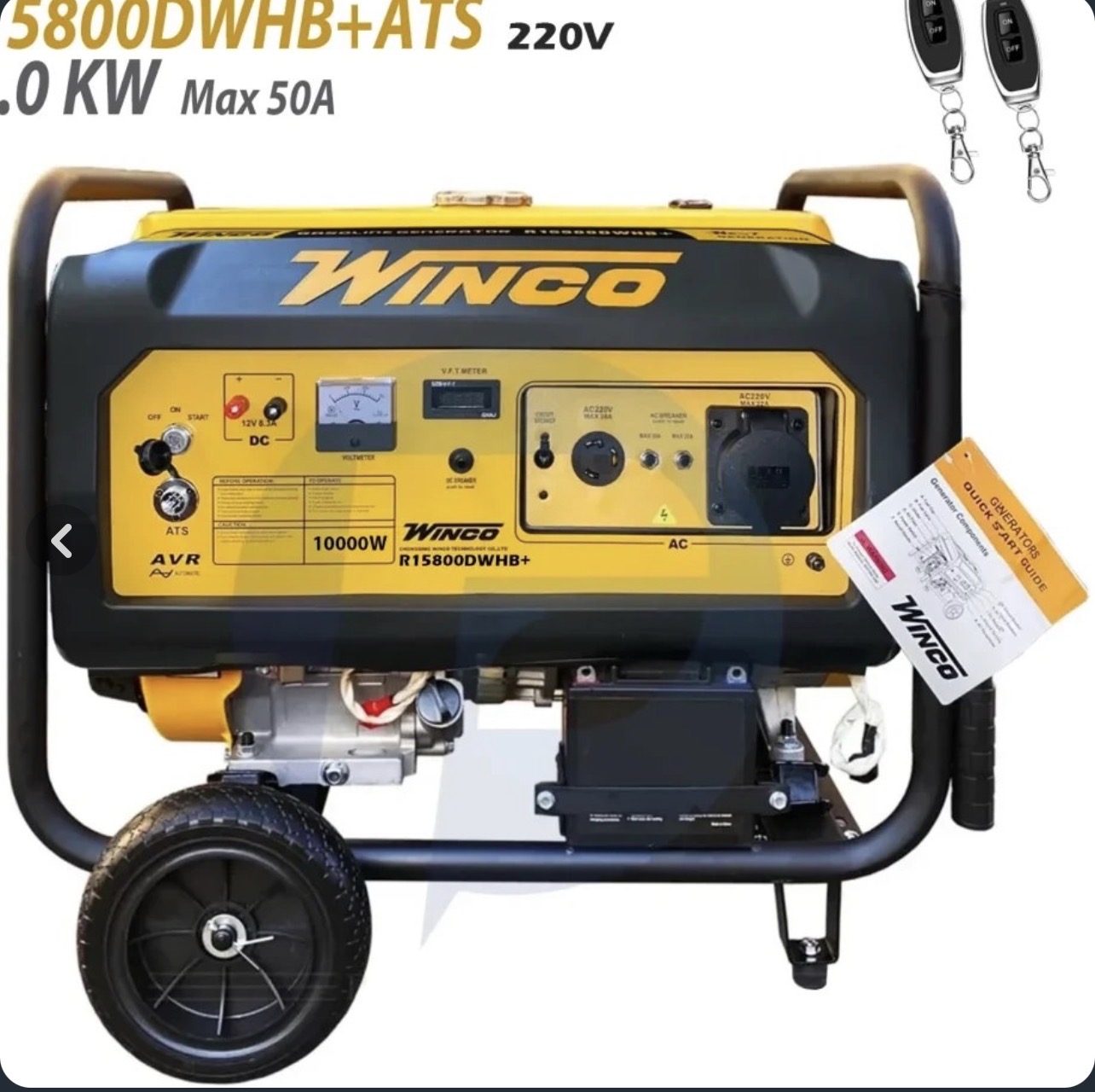 موتور برق بنزینی وینکو مدل R15800DWHB ظرفیت ۱۱ کیلووات تک فاز ریموت استارت